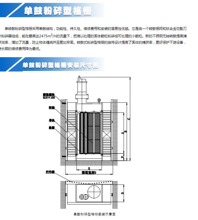 單鼓粉碎型格柵